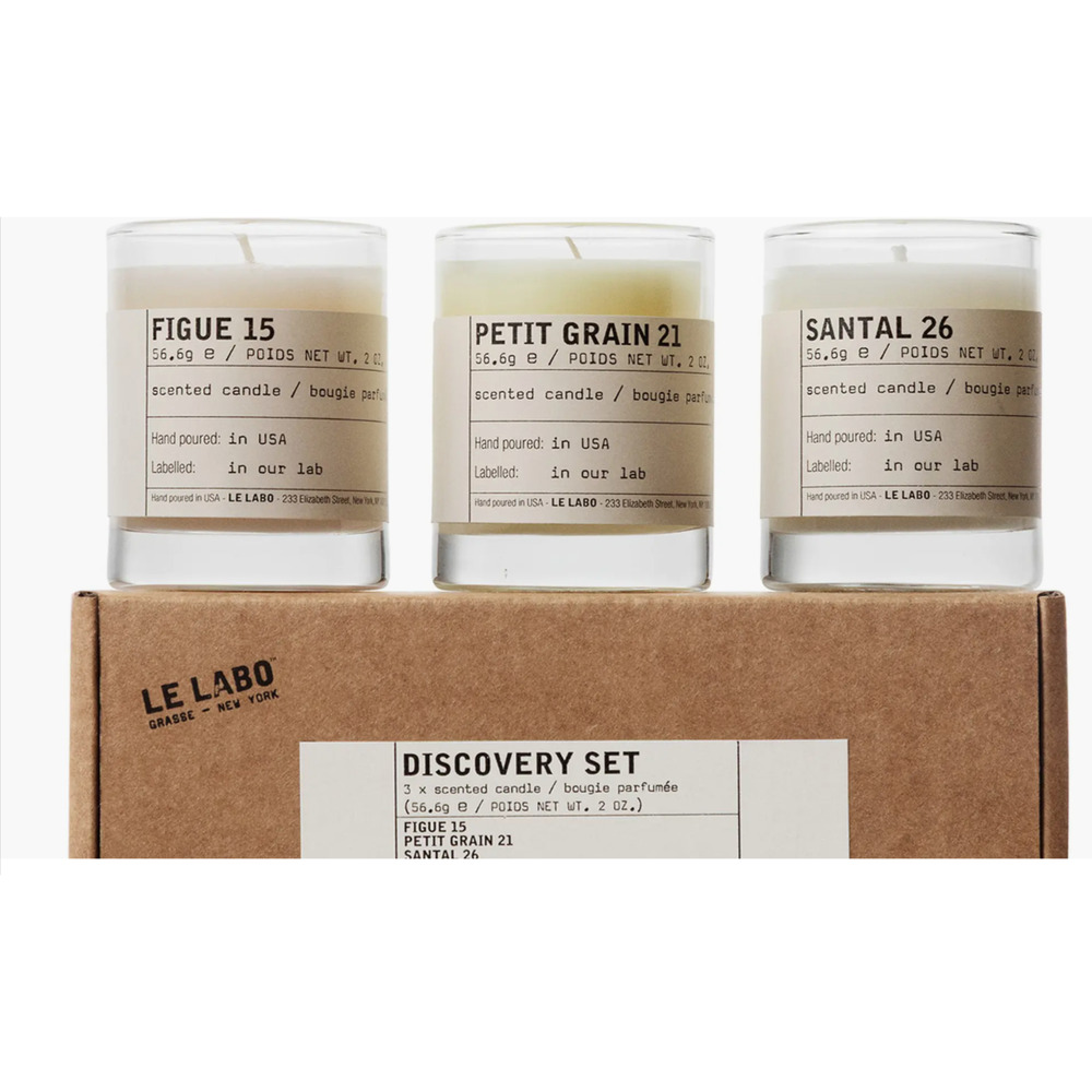 Le Labo Candle Trio Set Figue 15 Petit Grain 21 Santal 26 3 x 2oz NEW SEALED SET